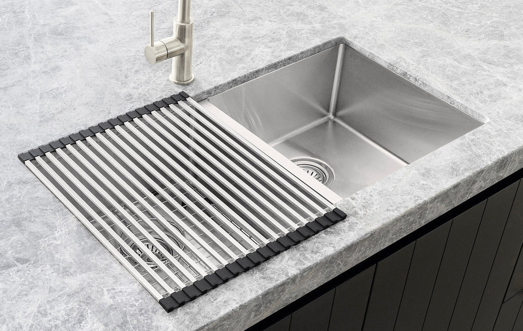 Meir Lavello Stainless Steel rolling mat protector | Hera Bathware