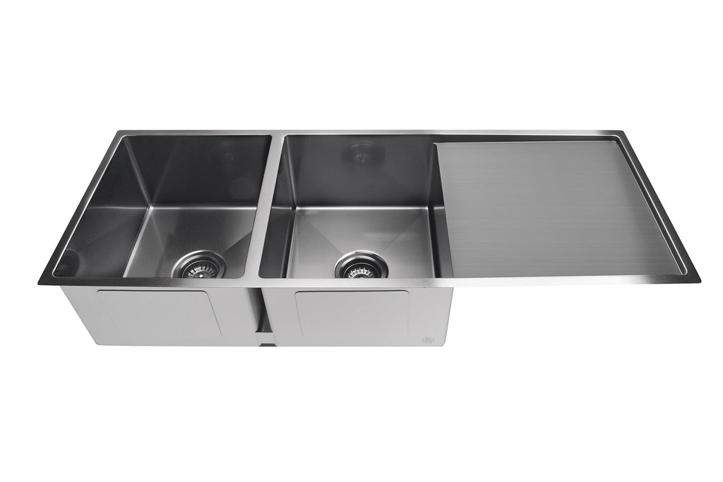 Meir Lavello Kitchen Sink - Double Bowl & Drainboard 1160 x 440mm | Hera Bathware