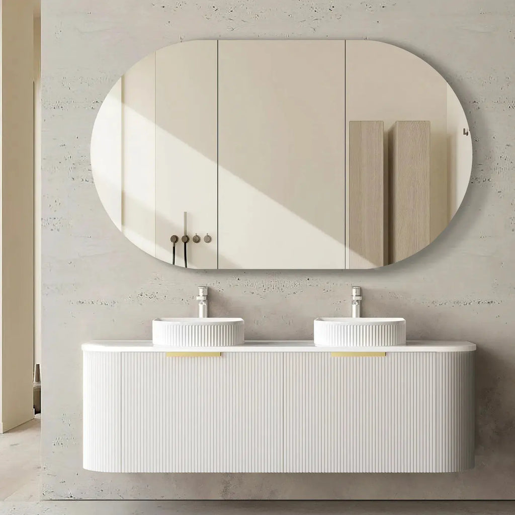 Wall-Hung - LeVivi Capri 1500mm Solid Surface Wall-Hung Vanity with Round  Vessel Basins