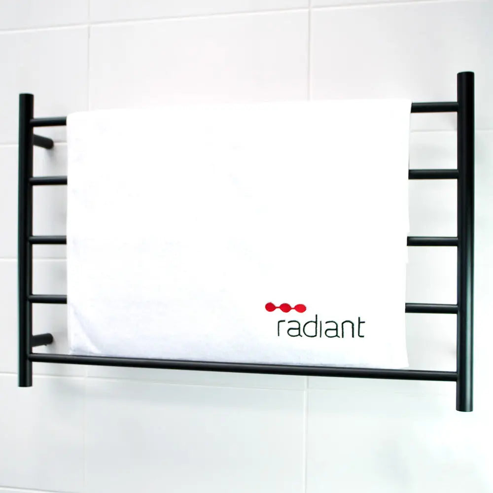 Radiant Matte Black Heated Round Ladder Towel Rails (240V) 702.00 at Hera Bathware