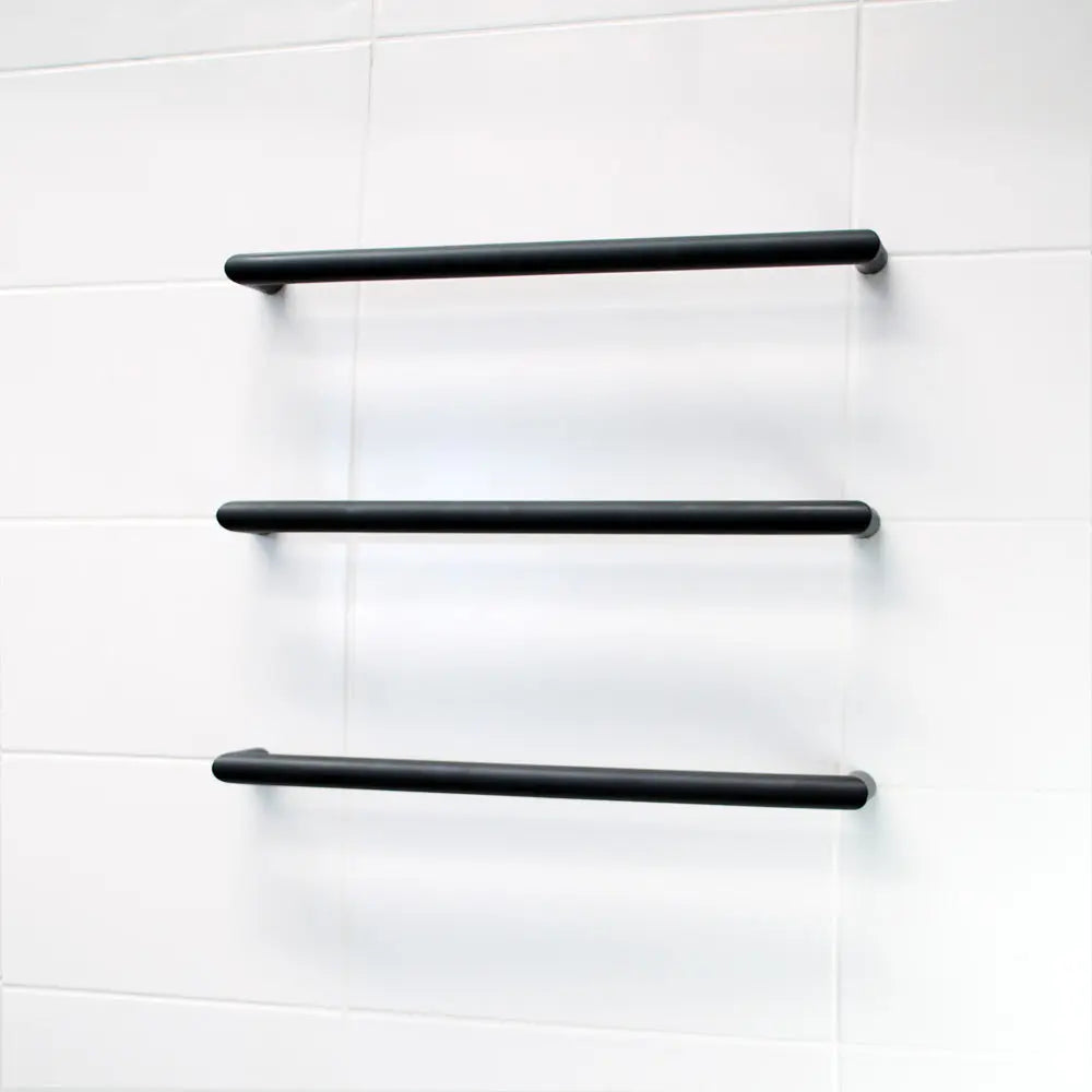 Radiant Matte Black Heated Single Towel Rail (12V)  at Hera Bathware