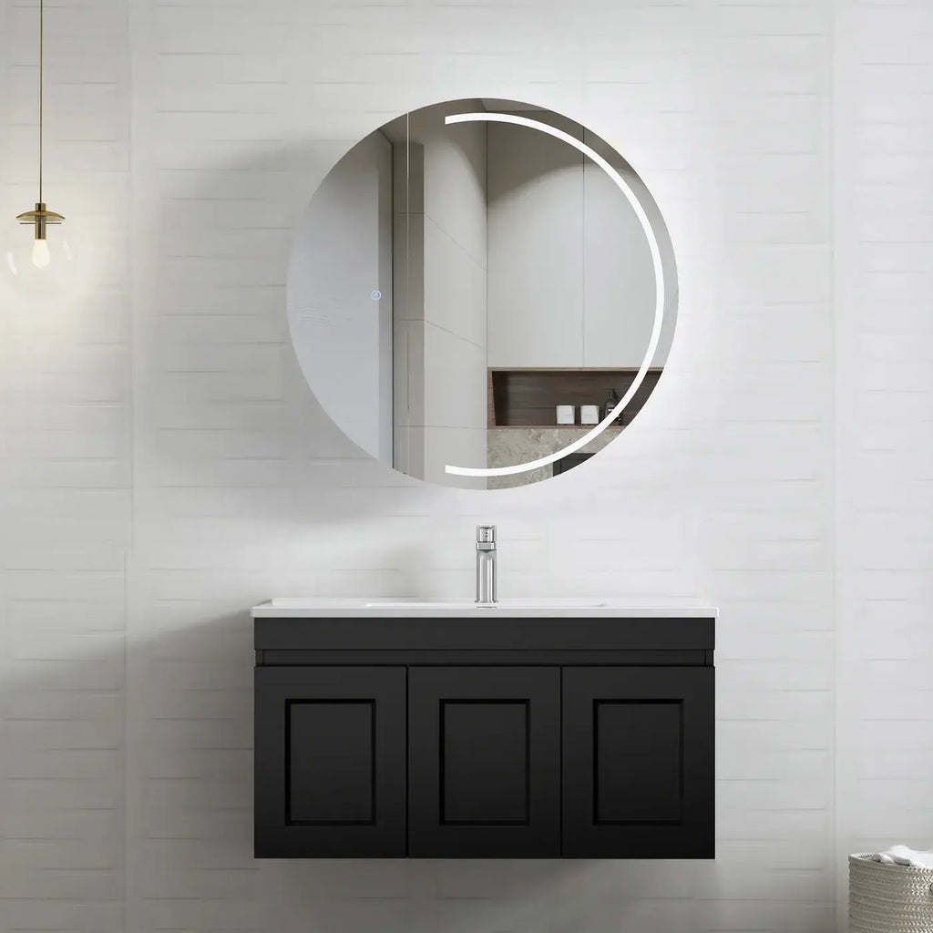 Hera Bathware Milan Satin Black 900mm Wall Hung Vanity  at Hera Bathware