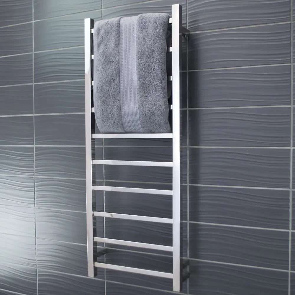 Ostar Mirror Brushed Heated Square Ladder Towel Rails (240V) 504.00 at Hera Bathware