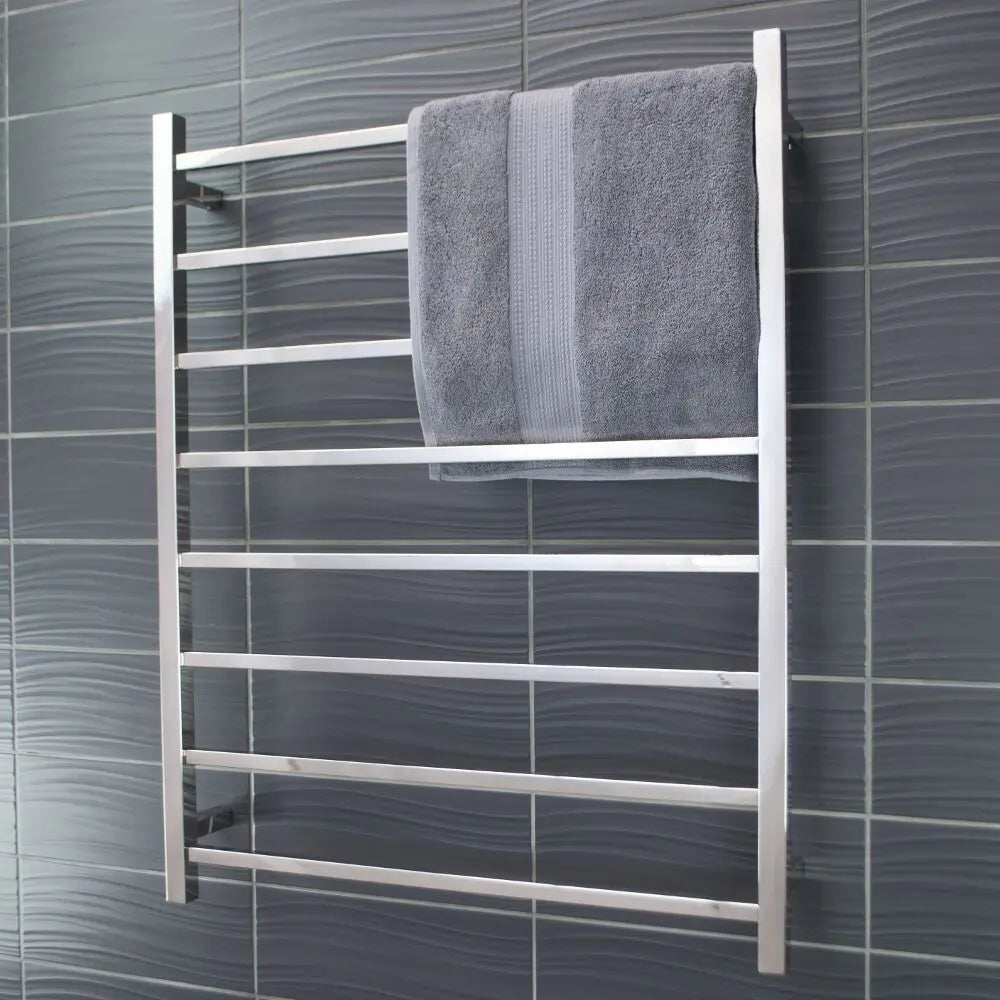 Ostar Mirror Brushed Heated Square Ladder Towel Rails (240V) 576.00 at Hera Bathware