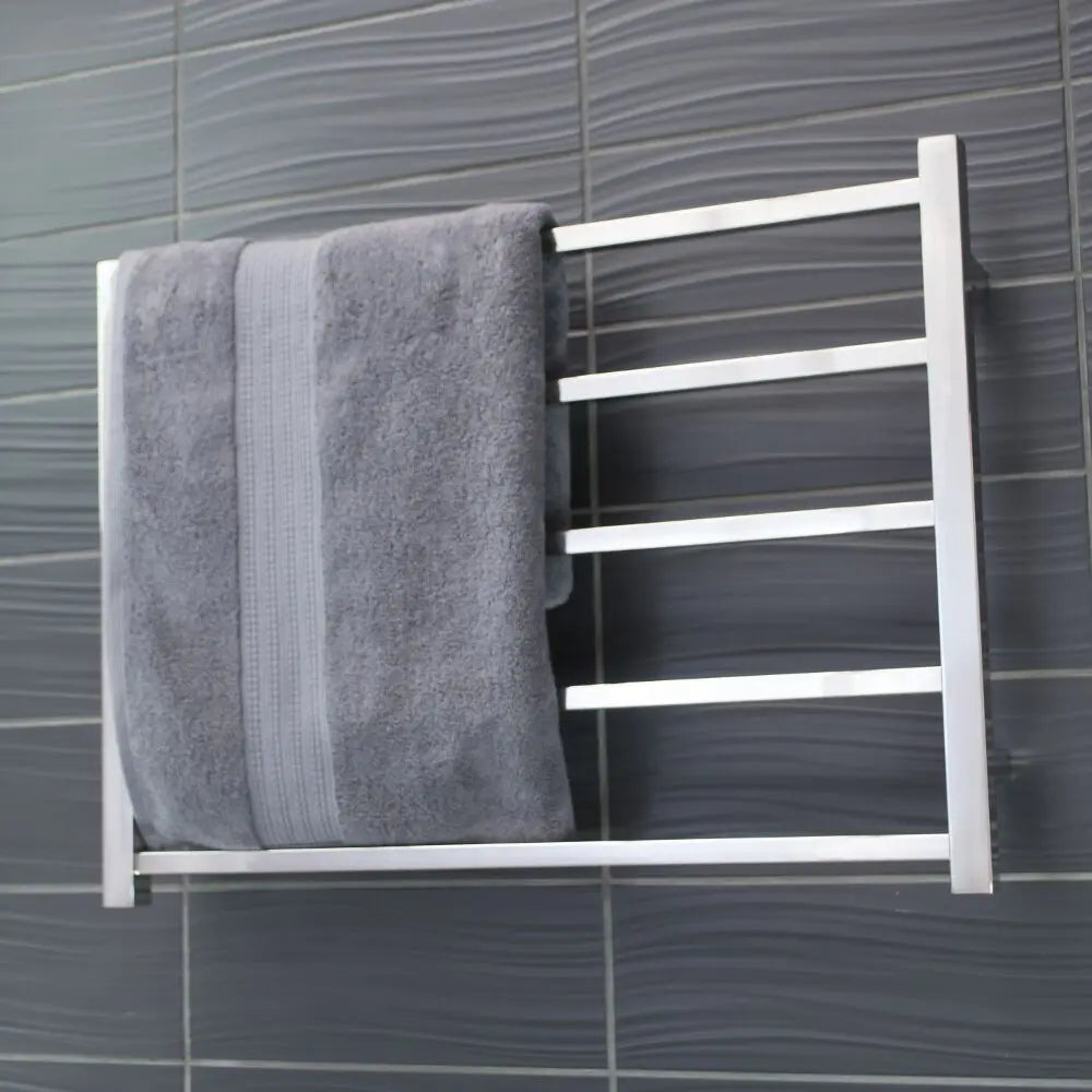 Ostar Mirror Brushed Heated Square Ladder Towel Rails (240V) 481.50 at Hera Bathware