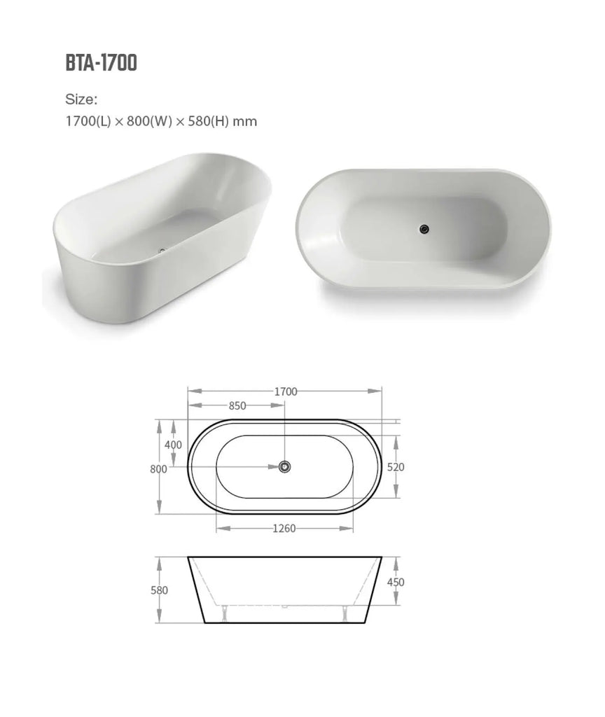 BNK Prato Oval Shape Free Standing Bathtub - Matte White  at Hera Bathware