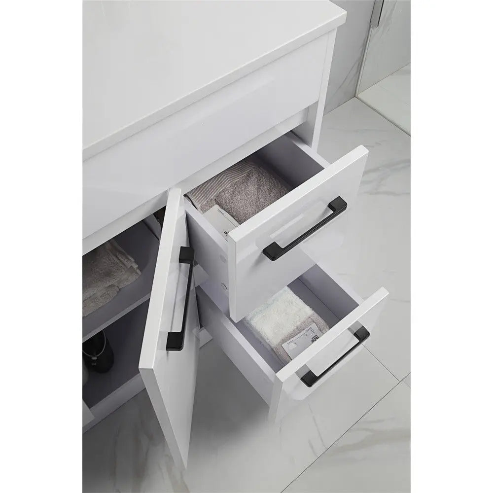 Aulic Rocky Gloss White Free Standing Vanity - 900mm Drawers on LEFT  at Hera Bathware