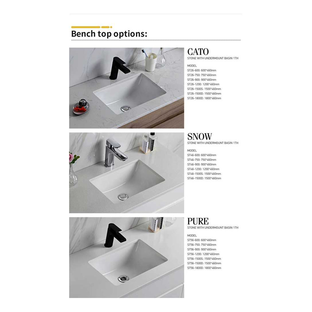 Aulic Rocky Gloss White Free Standing Vanity - 900mm Drawers on RIGHT  at Hera Bathware