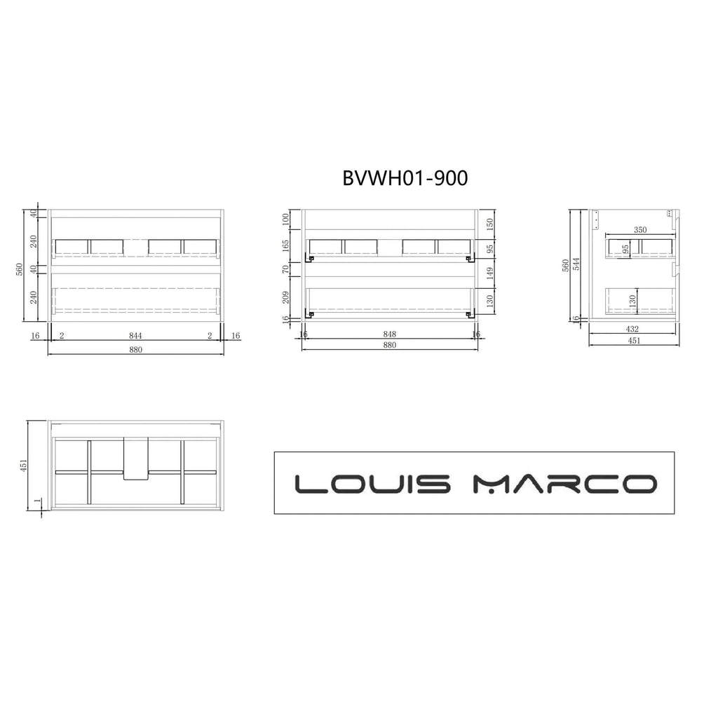 Louis Marco Venezia Timber Wall Hung Vanity 900mm  at Hera Bathware