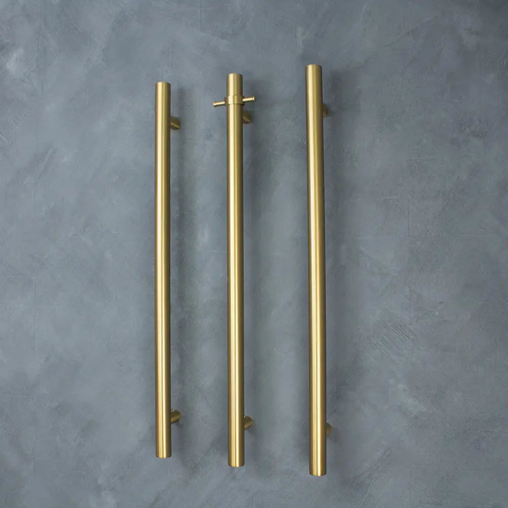 Radiant Vertical Single Heated Towel Bar (12v) - Brushed Gold  at Hera Bathware