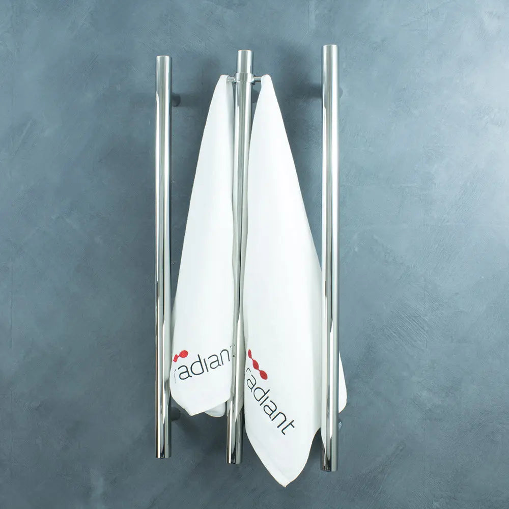 Radiant Vertical Single Heated Towel Bar (12v) - Polished Mirror  at Hera Bathware