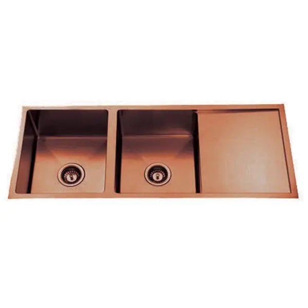Atlas Handmade Kitchen Double Bowl With Drainer - 1114mm - Hera BathwareCopperLeft Hand Bowl