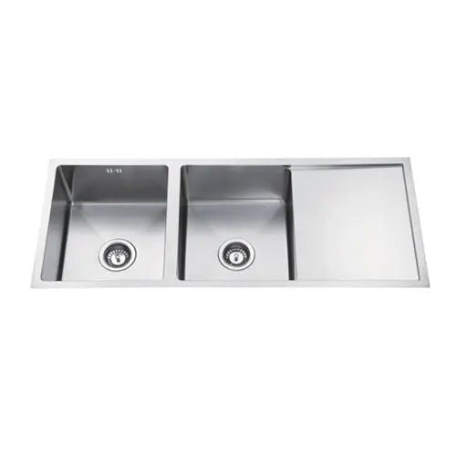 Atlas Handmade Kitchen Double Bowl With Drainer - 1114mm - Hera BathwareStainless Steel
