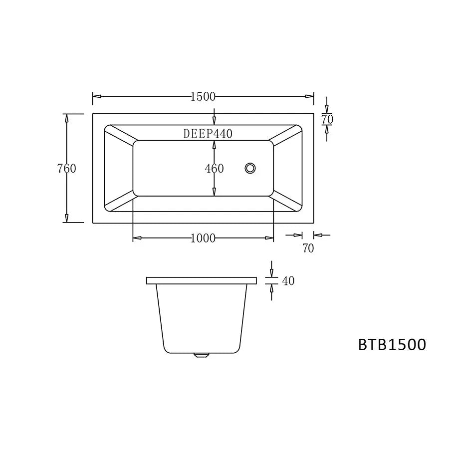 BARI Drop In Spa Bathtub - Hera Bathware1500mm6 mini Jet 0 Large Jet