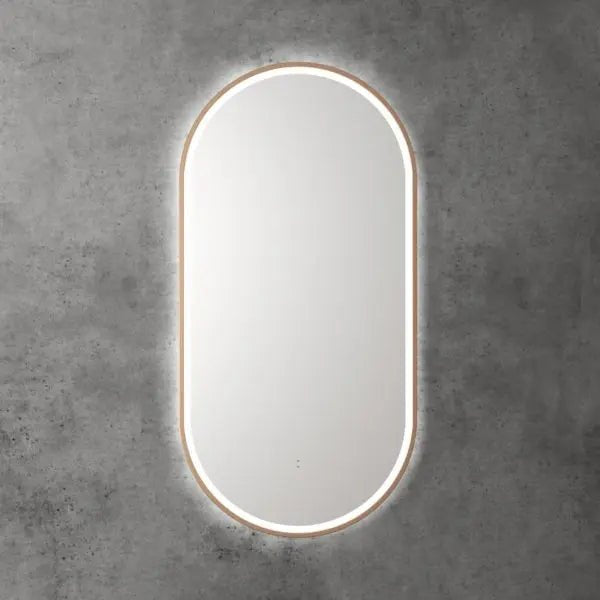 BEAU MONDE Frameless Sensor Oval LED Mirror - Hera BathwareBrushed Bronze