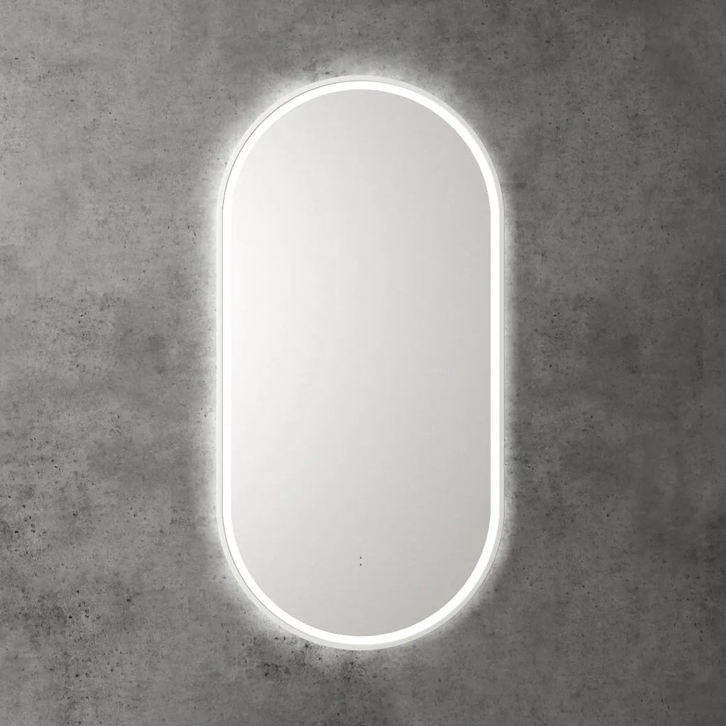 BEAU MONDE Frameless Sensor Oval LED Mirror - Hera BathwareMatte White