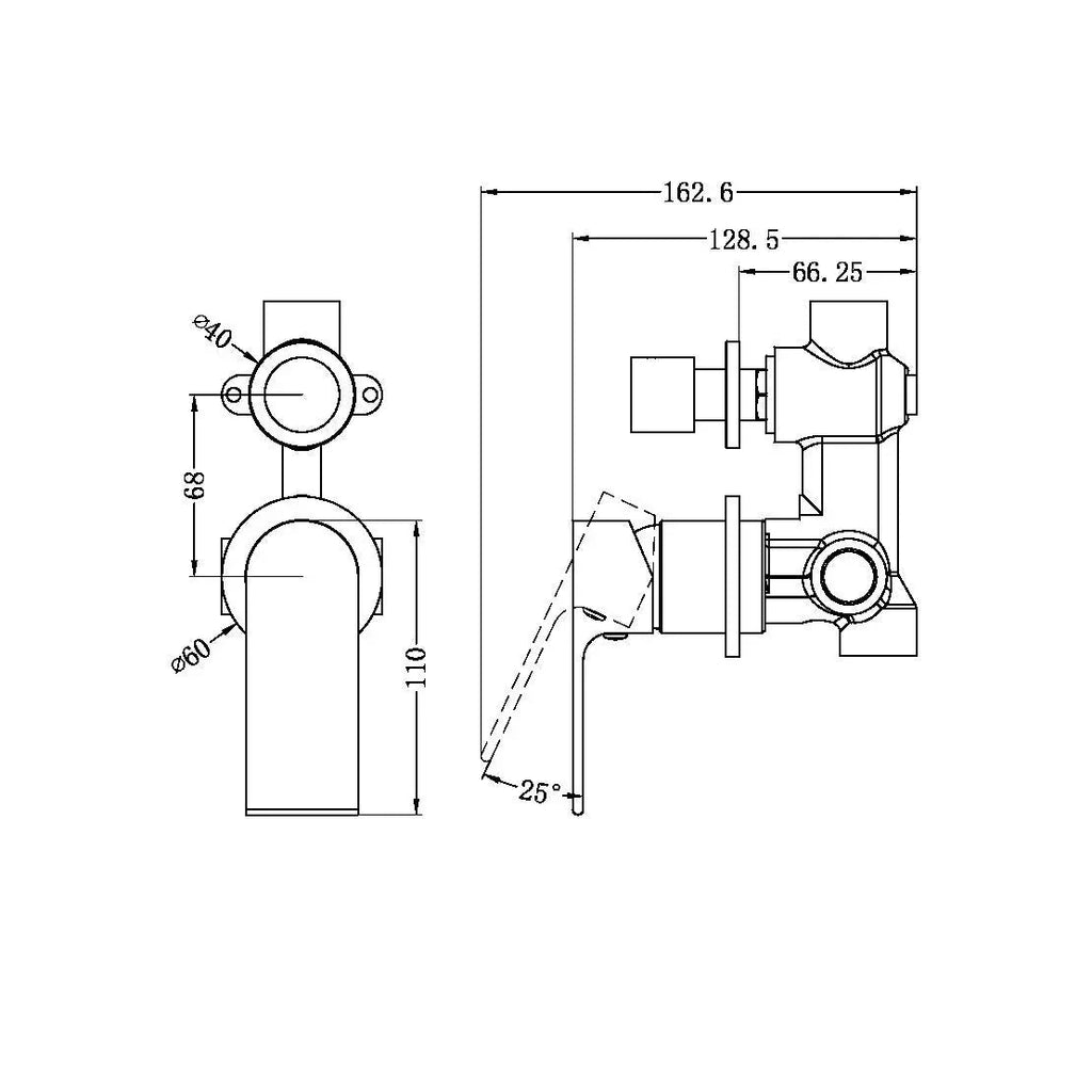 BIANCA Shower Mixer with Diverter Separate - Hera BathwareGun Metal