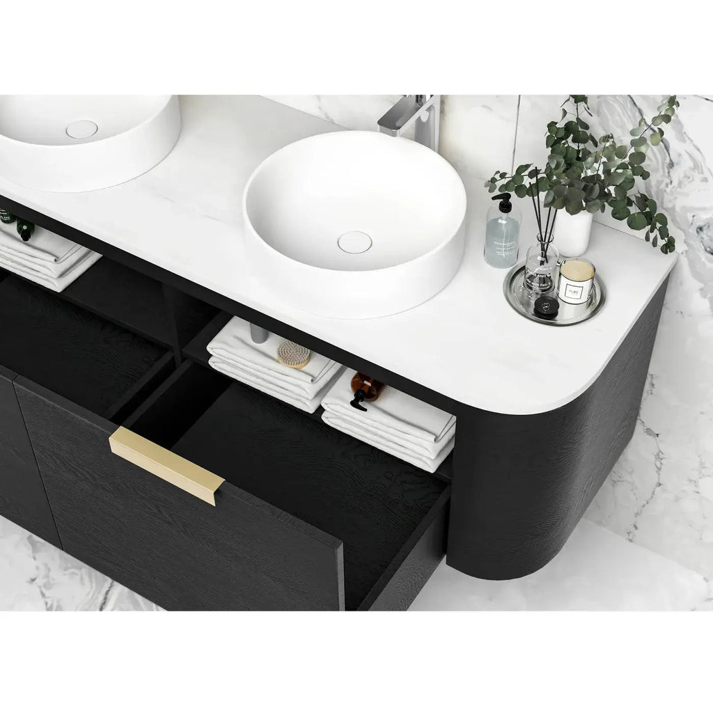 Bondi Black Oak 1500mm Wall Hung Vanity - Hera Bathware