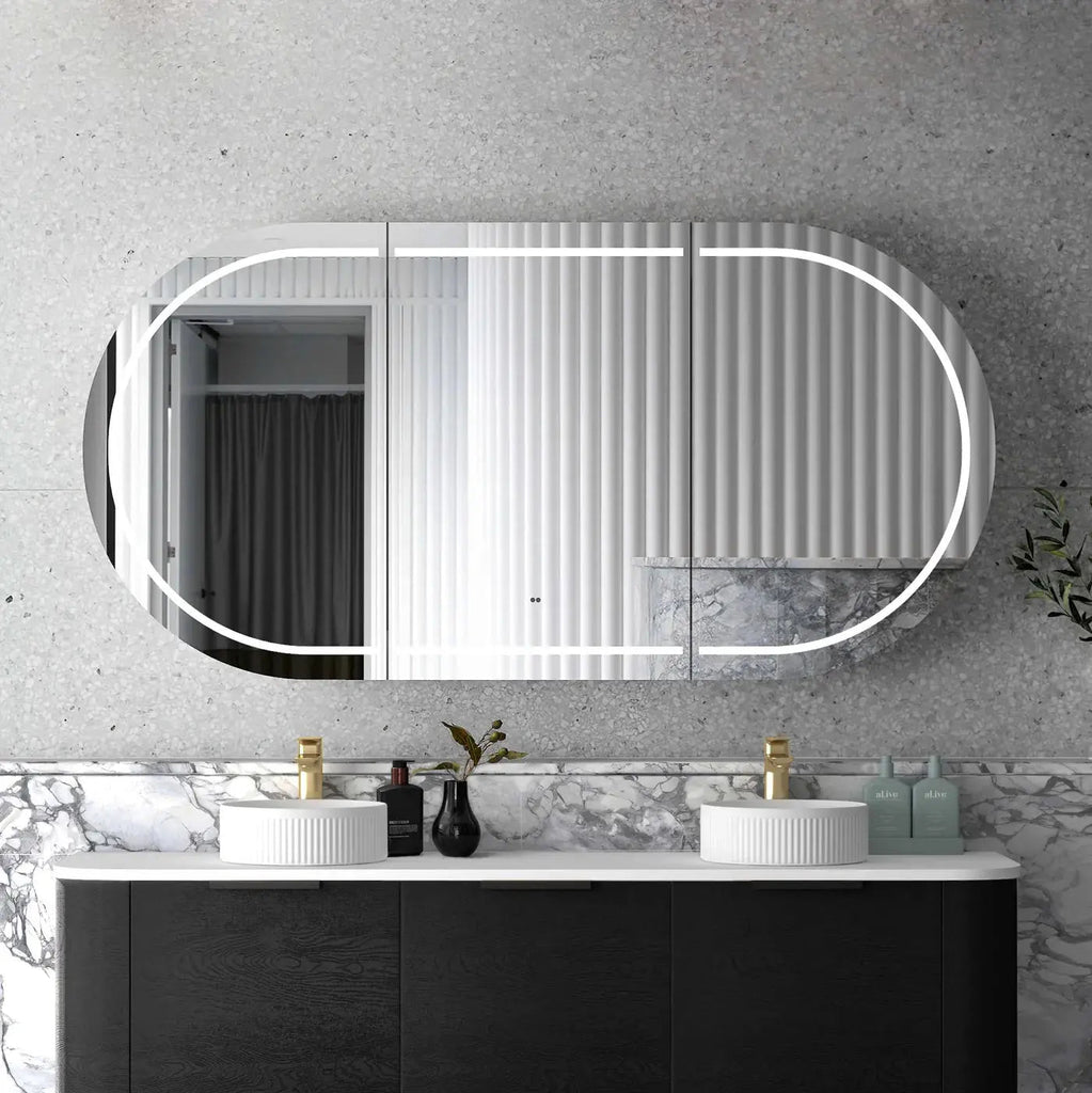 Bondi LED Shaving Cabinet 900/1200/1500/1800mm - Hera BathwareBlack Oak1800mm