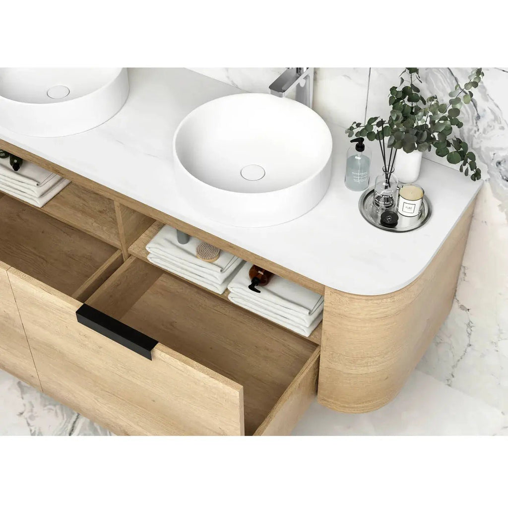 Bondi Natural Oak 1800mm Wall Hung Vanity - Hera Bathware
