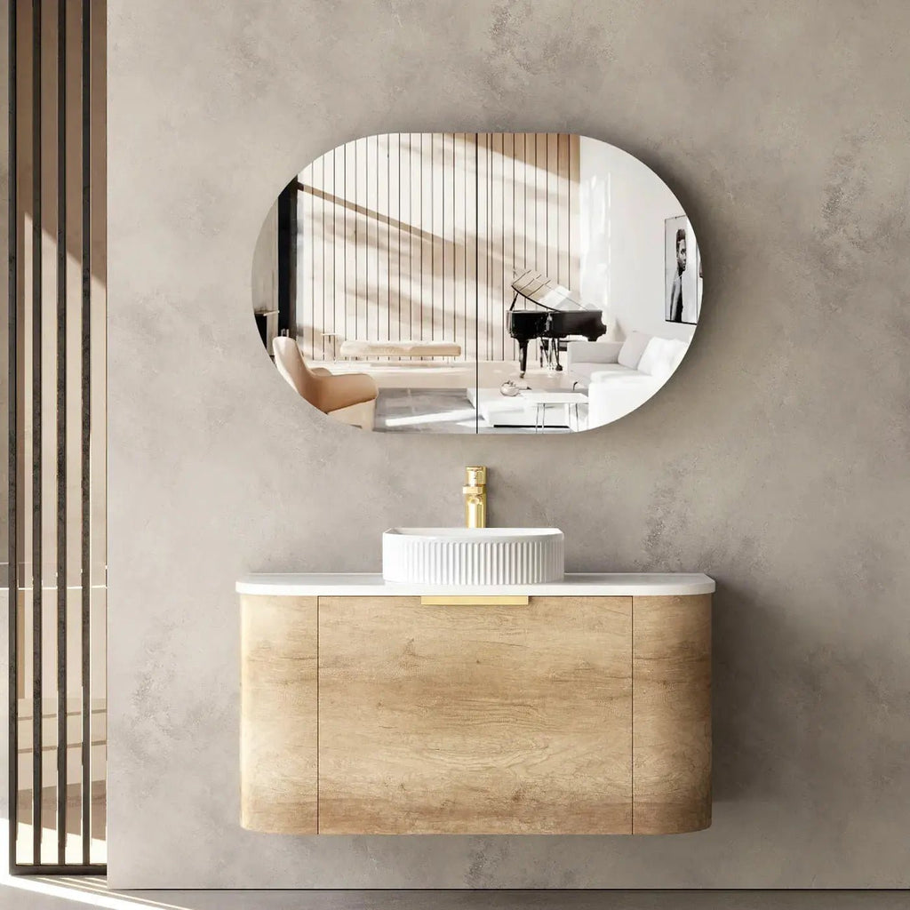 Bondi Natural Oak 900mm Wall Hung Cabinet - Hera Bathware