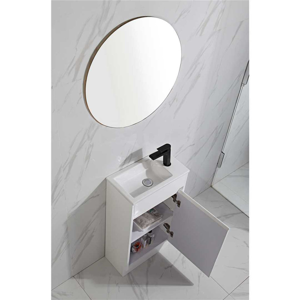 Brant Gloss White Free Standing Mini Vanity 465mm - Hera BathwareCabinet Only