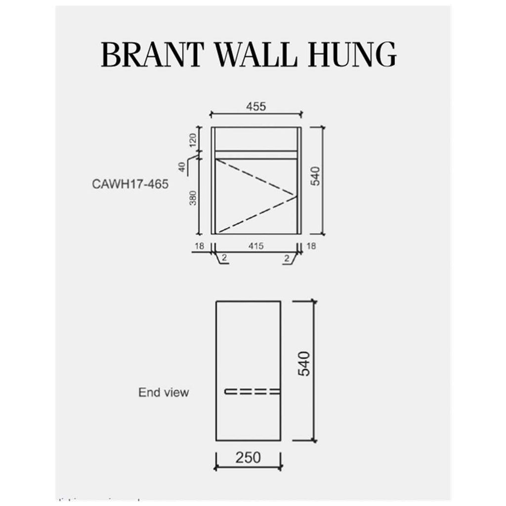 Brant Gloss White Wall Hung Mini Vanity 465mm - Hera BathwareCabinet Only