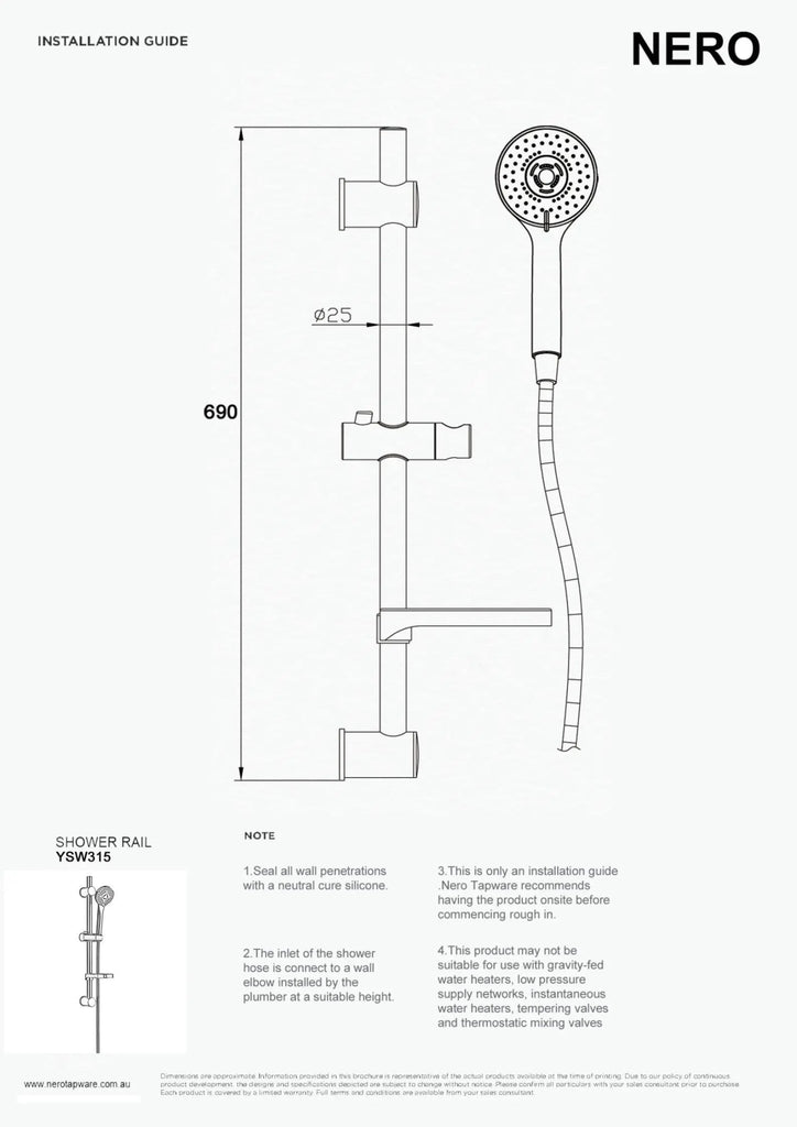 Builder Rail Shower - Hera BathwareMatte Black