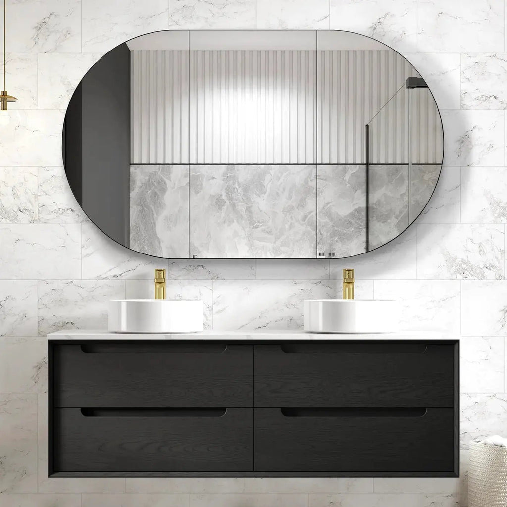 Byron 1500mm Black Oak Wall Hung Vanity - Hera Bathware