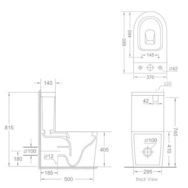Campbell Wall Faced Tornado Flush Large Toilet Suite Gloss White - Hera BathwareGloss White
