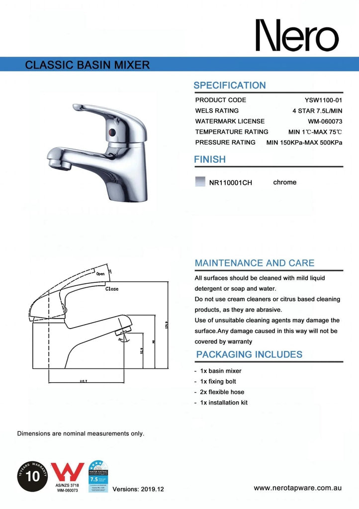 CLASSIC Basin Mixer - Chrome - Hera BathwareChrome