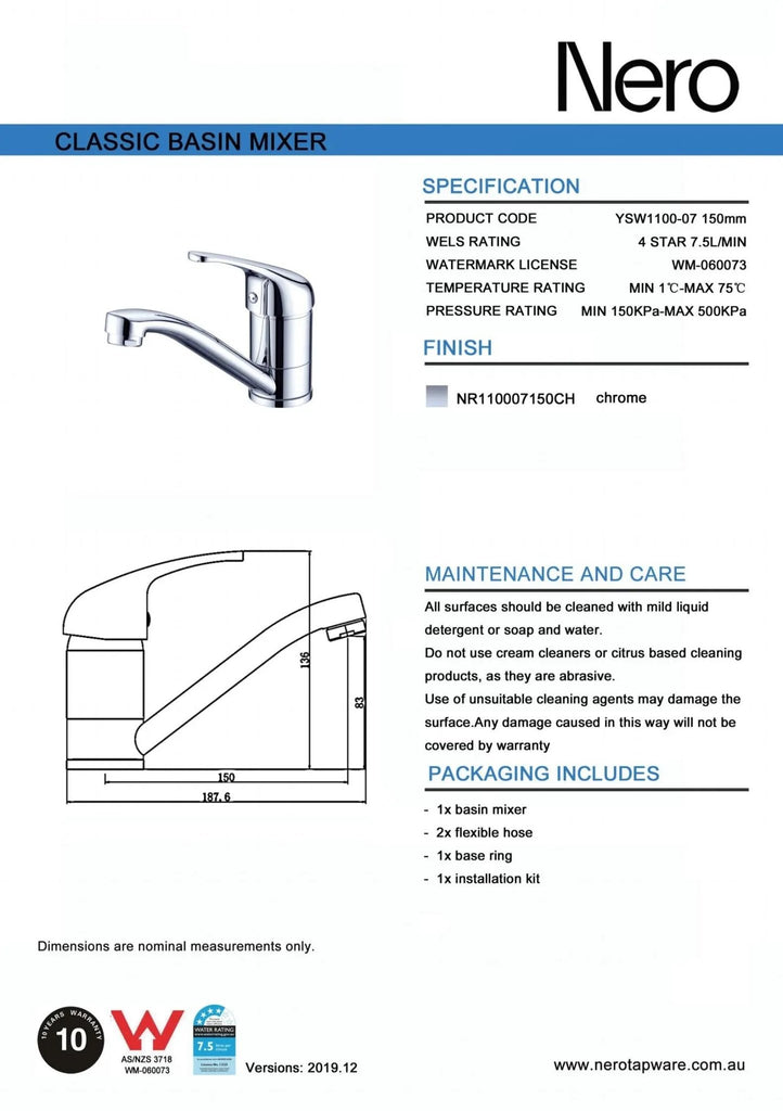 CLASSIC Swivel Basin Mixer / Chrome - Hera BathwareChrome