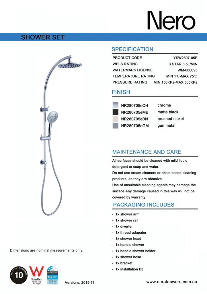 DOLCE Shower Column Set *Discontinuing* - Hera BathwareGun Metal