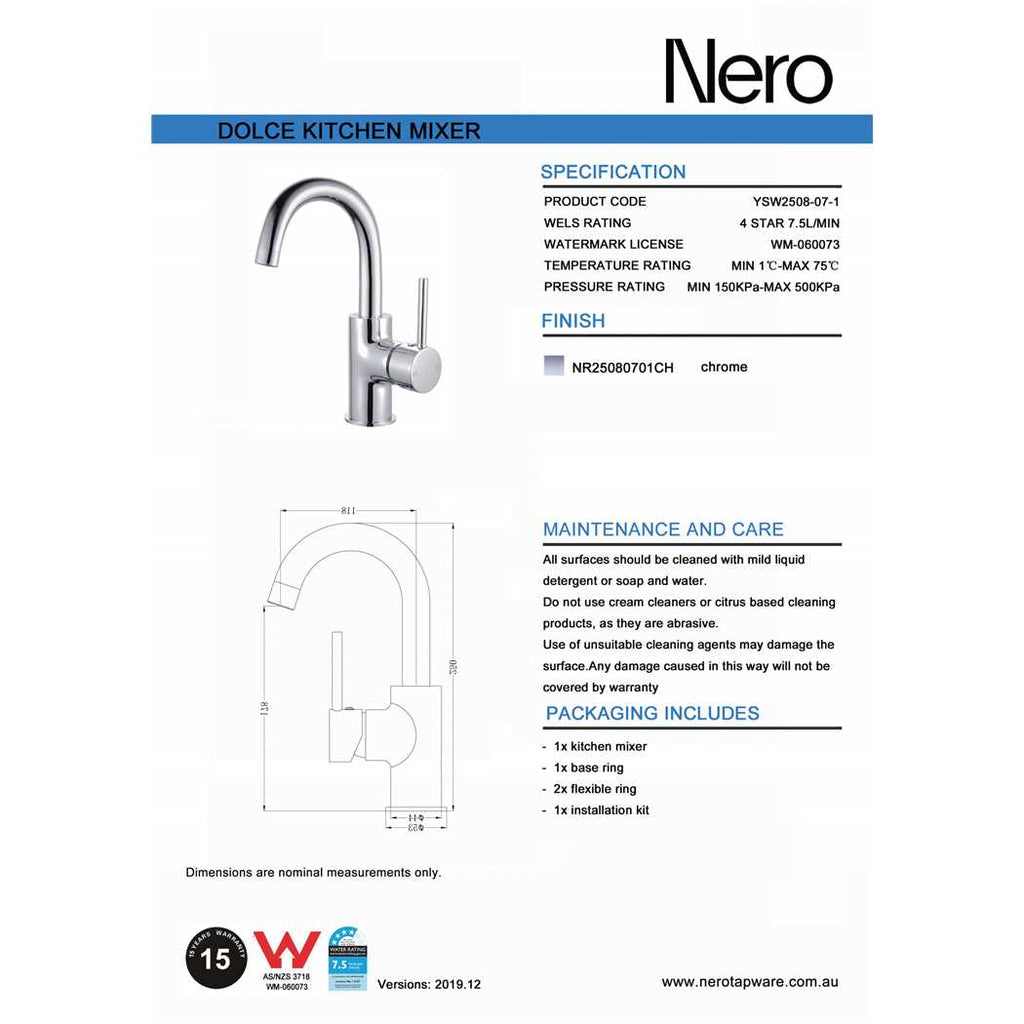 DOLCE Swivel Basin Mixer - Chrome - Hera BathwareChrome