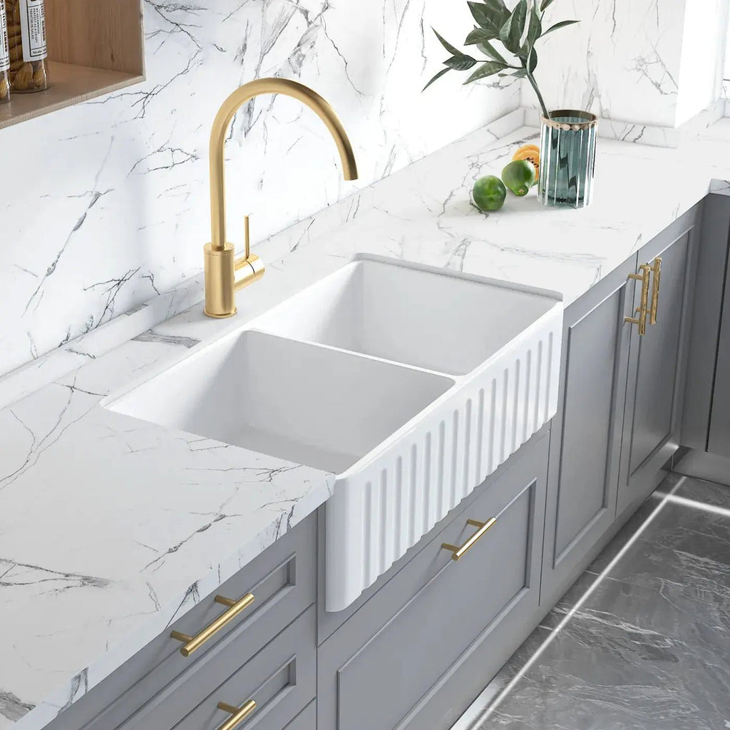 DOUBLE BUTLER SINK 845X455X255MM - Hera BathwareGloss White