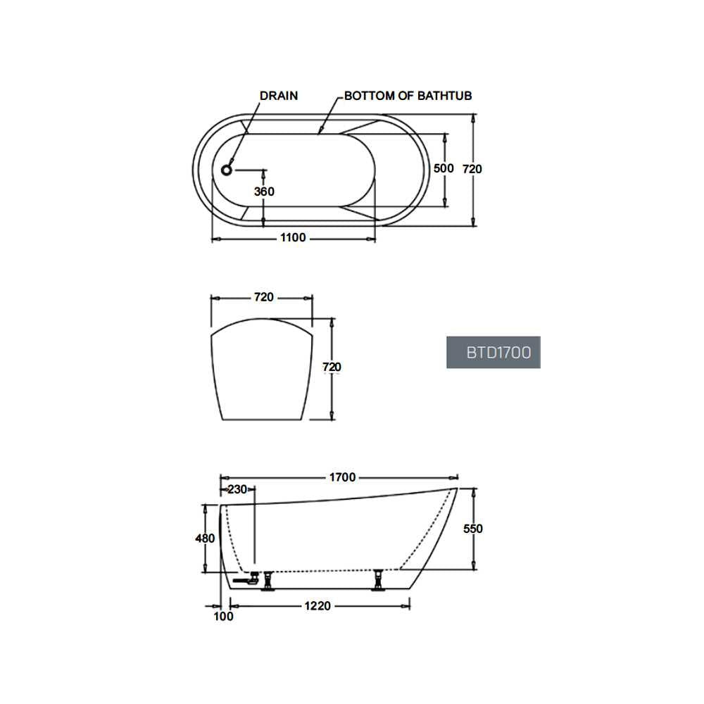 Dublin Free Standing Bathtub - Hera Bathware1700mmGloss White
