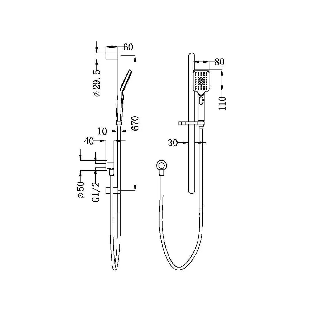Ecco / BIANCA Rail Shower - Hera BathwareGun Metal