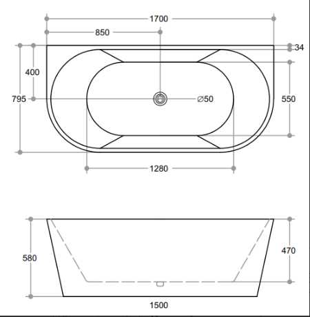 Elivia Back to Wall Bathtub - Gloss Black - Hera BathwareGloss Black1500mm