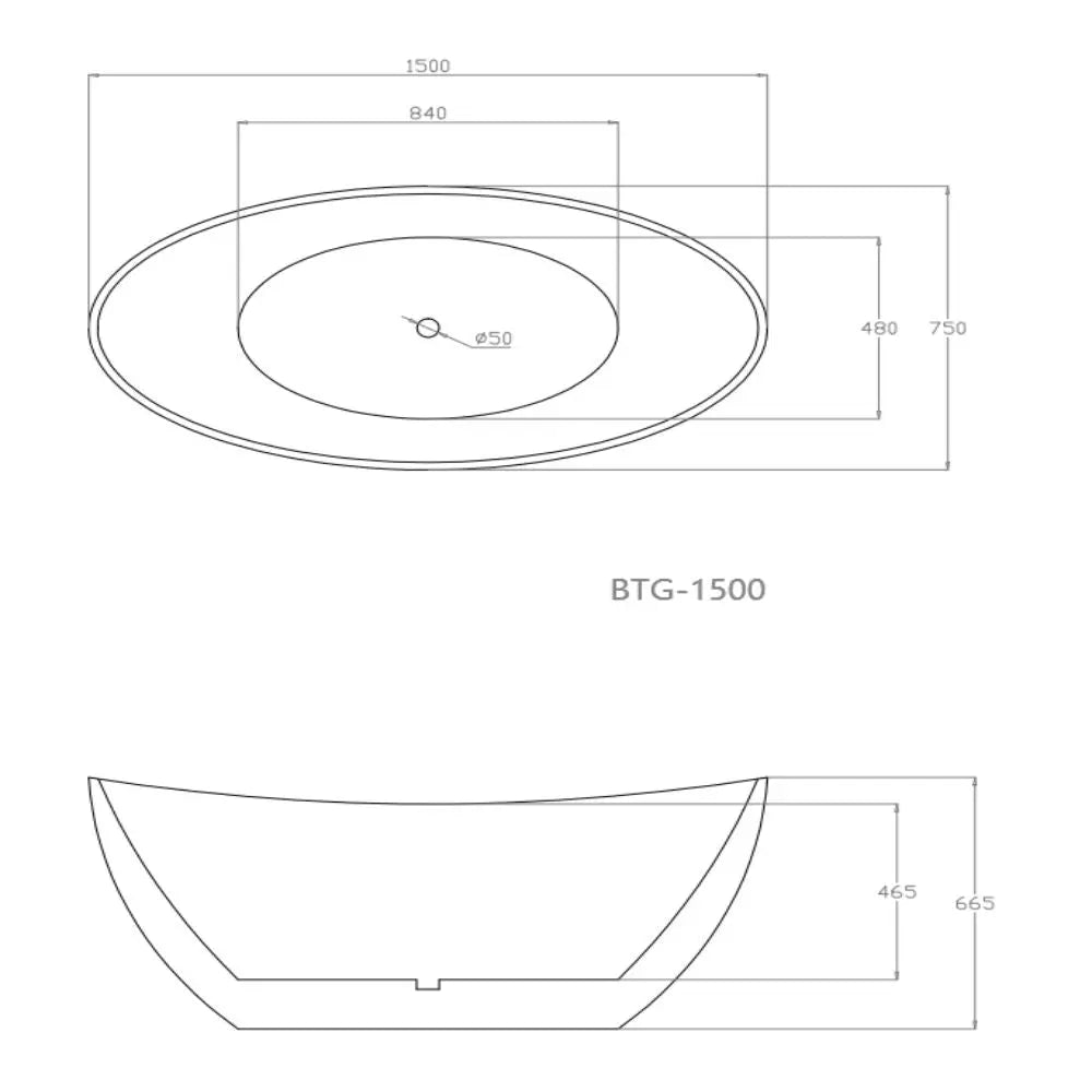 Gubbio Free Standing Bathtub - Gloss White - Hera Bathware1500mmGloss White