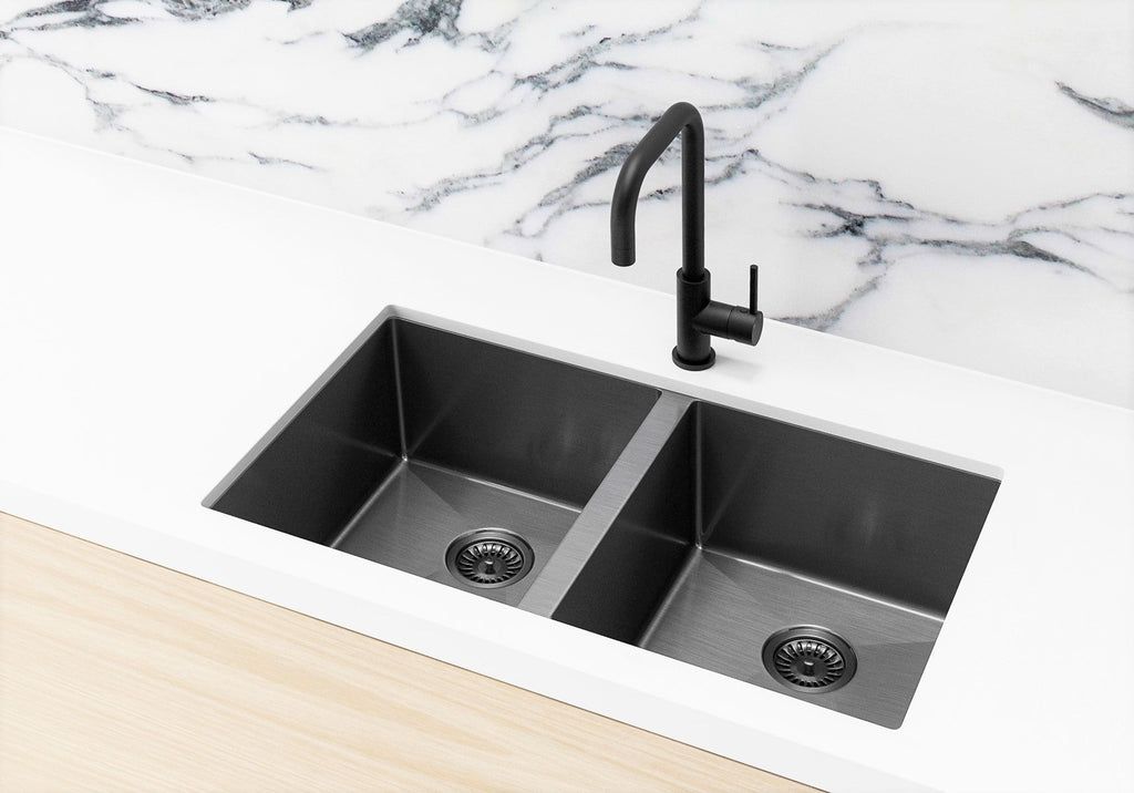 Lavello Kitchen Sink - Double Bowl 760 x 440mm - Hera BathwareBrushed Nickel