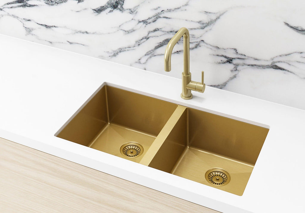 Lavello Kitchen Sink - Double Bowl 760 x 440mm - Hera BathwareBrushed Nickel