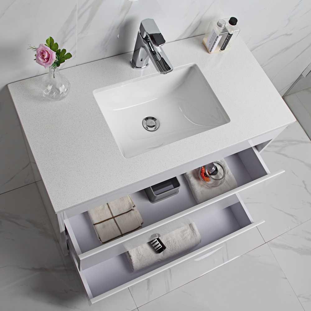 Leona Gloss White Freestanding Vanity - 900mm - Hera Bathware