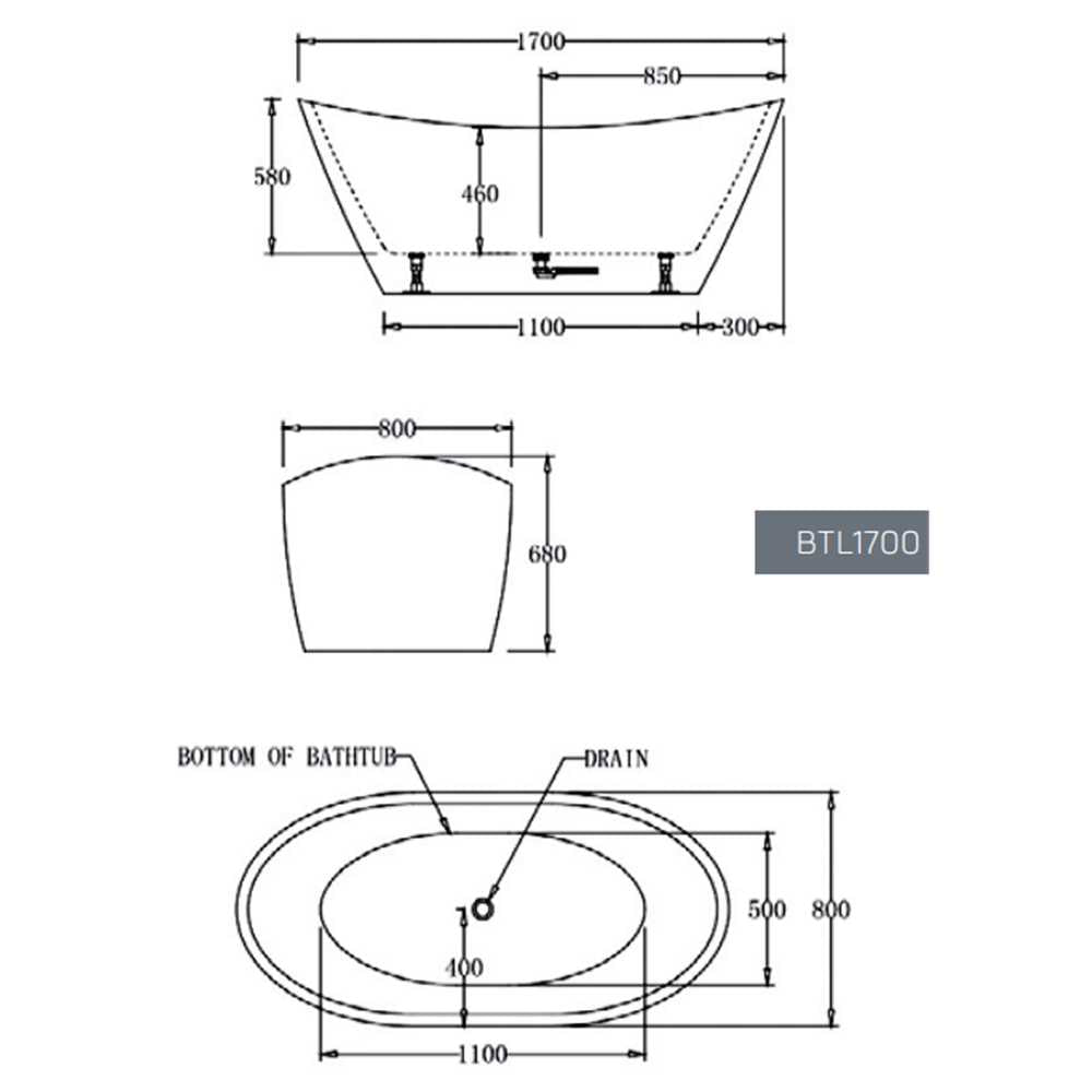 Lyon Free Standing Bathtub - Hera Bathware1700mmGloss White