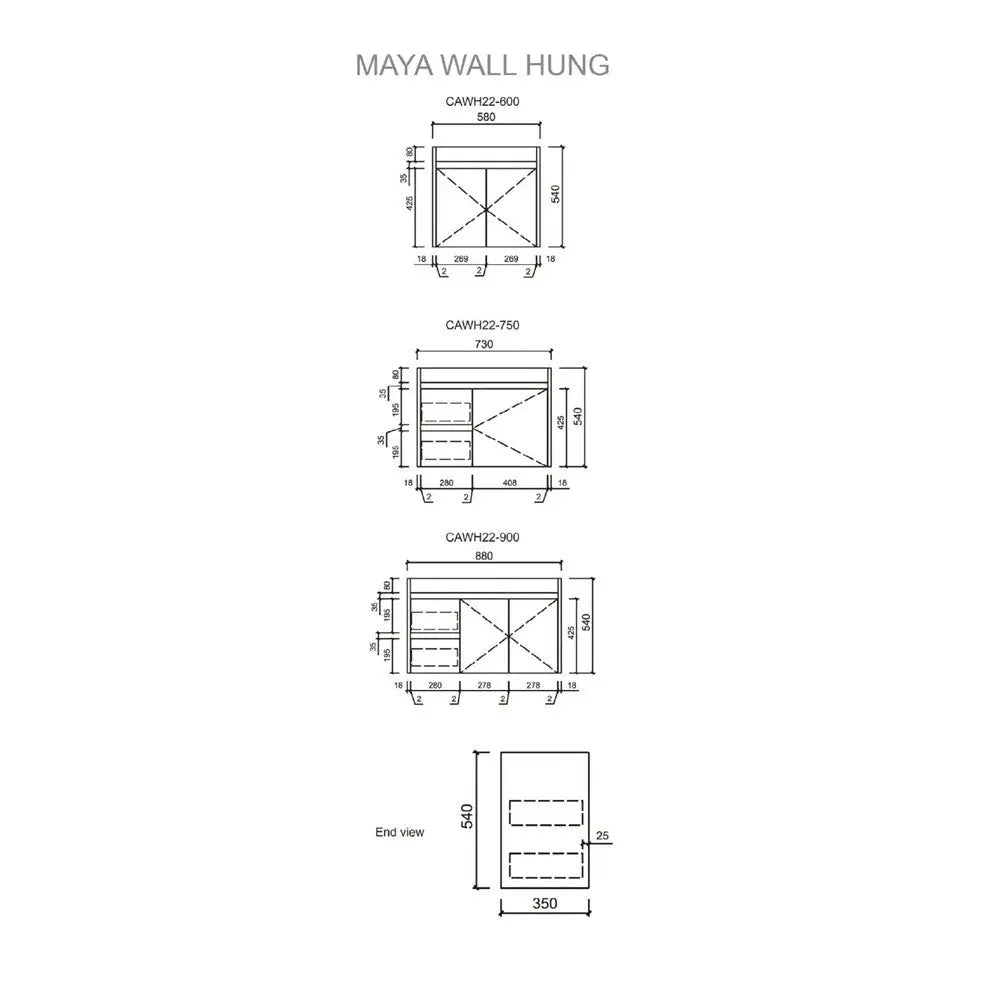 Maya Gloss White Wall Hung 360mm Depth Vanity 600mm 750mm 900mm - Hera Bathware600mmCeramic Top