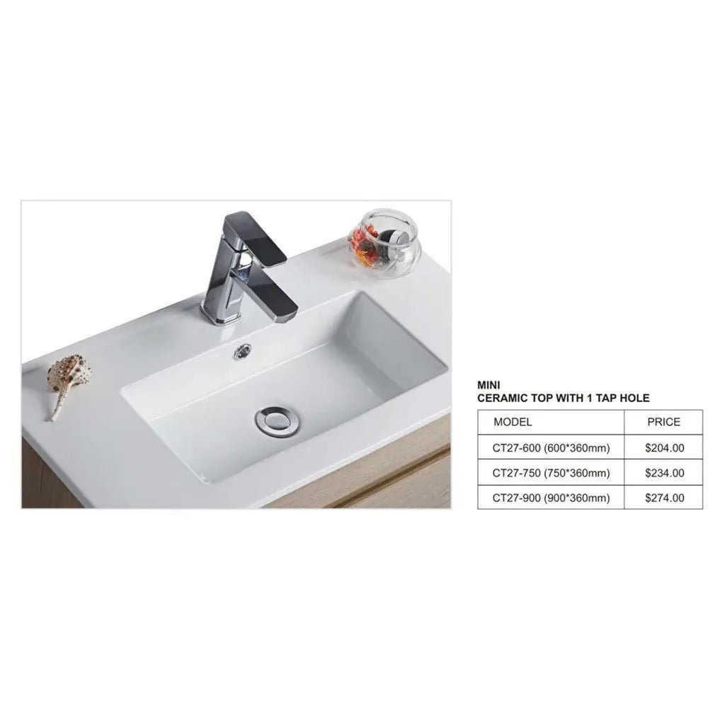 Maya Gloss White Wall Hung 360mm Depth Vanity 600mm 750mm 900mm - Hera Bathware600mmCeramic Top