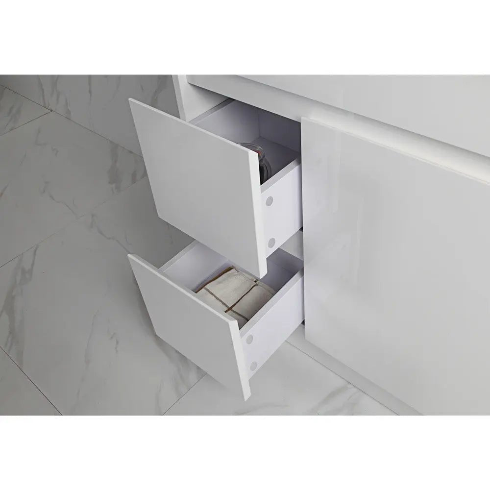 Maya Gloss White Wall Hung 360mm Depth Vanity 600mm 750mm 900mm - Hera Bathware600mmCeramic Top