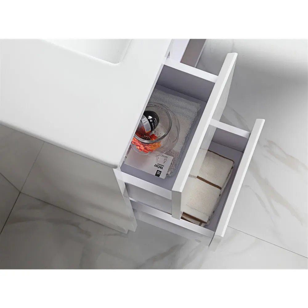 Maya Gloss White Wall Hung 360mm Depth Vanity 600mm 750mm 900mm - Hera Bathware600mmCeramic Top