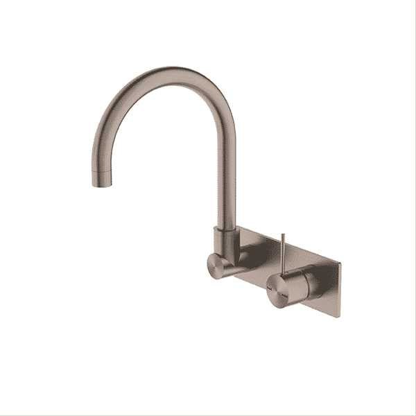 MECCA Wall Basin Mixer Swivel Spout - Handle Up - Hera BathwareBrushed Bronze