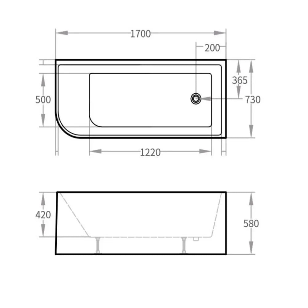 Modica Corner Bathtub - Gloss / Matte White - Hera Bathware1400mm / LEFTGloss White