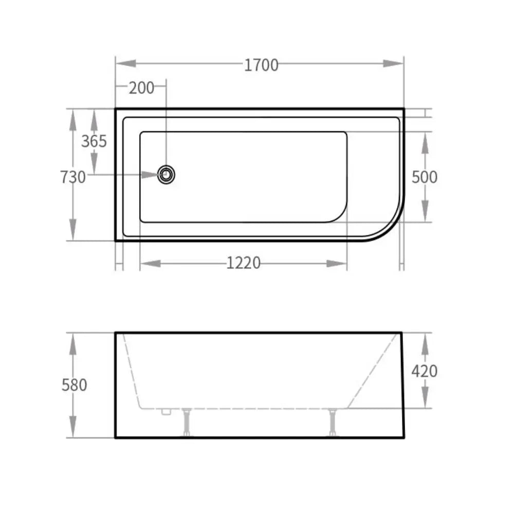 Modica Corner Bathtub - Gloss / Matte White - Hera Bathware1400mm / LEFTGloss White